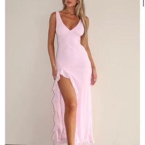 White Fox Boutique Light Pink Asymmetrical Dress